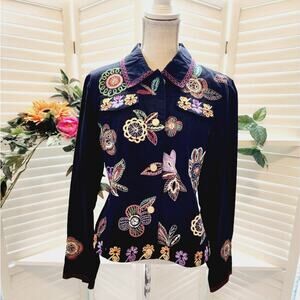 BEREK EMBROIDERED / BEADED VINTAGE COLLARED JACKET SIZE LARGE